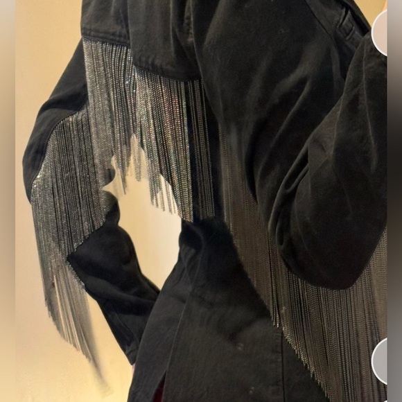 Blue Revival Black Metal Fringe Women's Jacket - Picture 1 of 3
